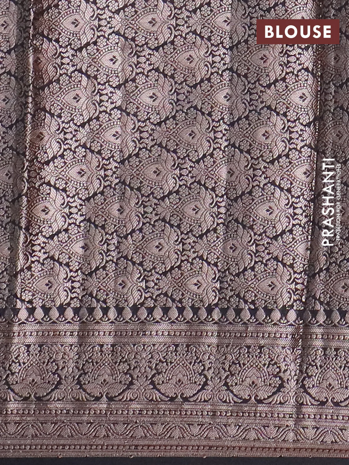 Banarasi semi chiniya saree black with allover thread & zari woven buttas and woven border - Image 4