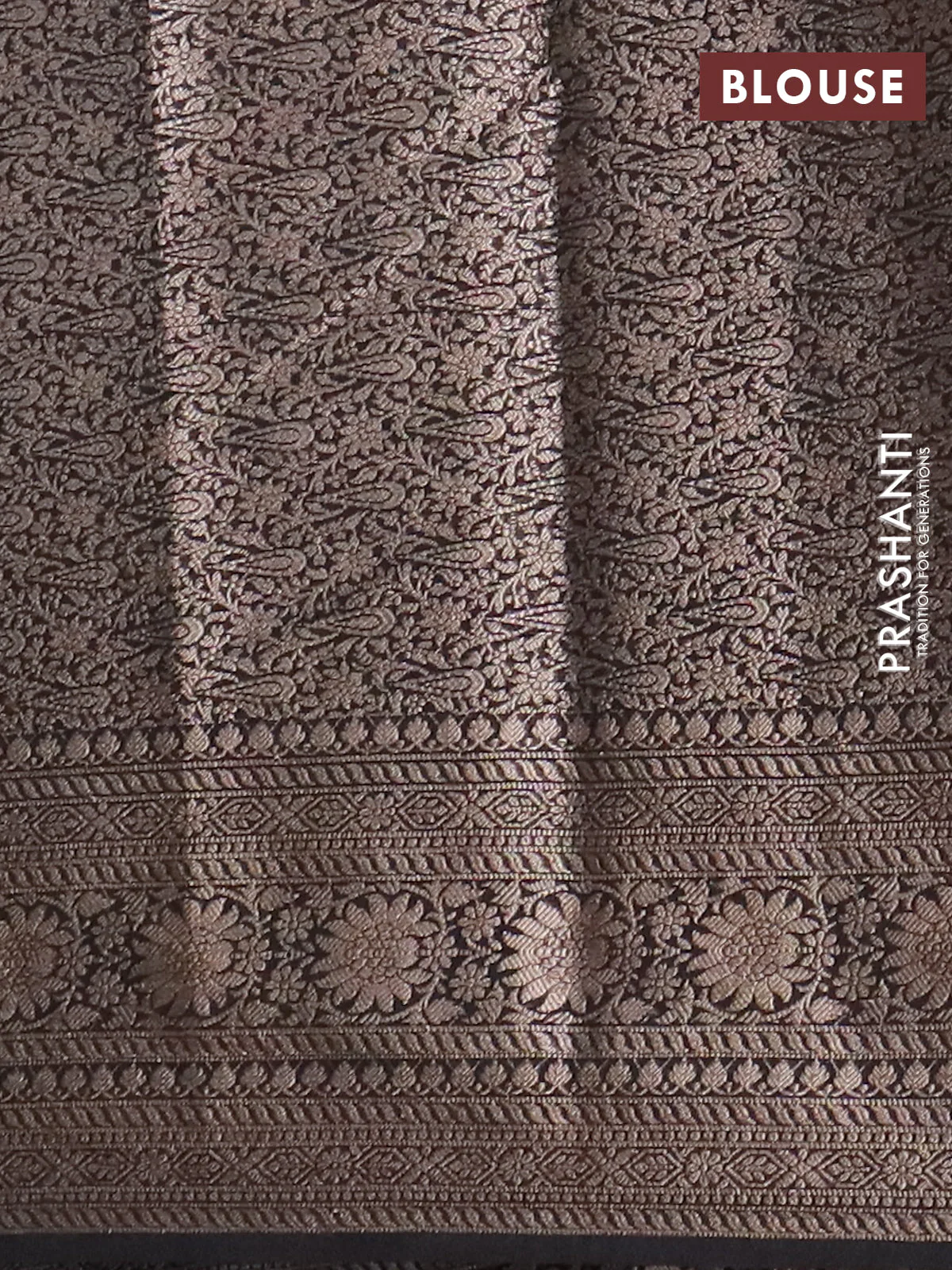 Banarasi semi chiniya saree black with allover thread & zari woven buttas and woven border - Image 4