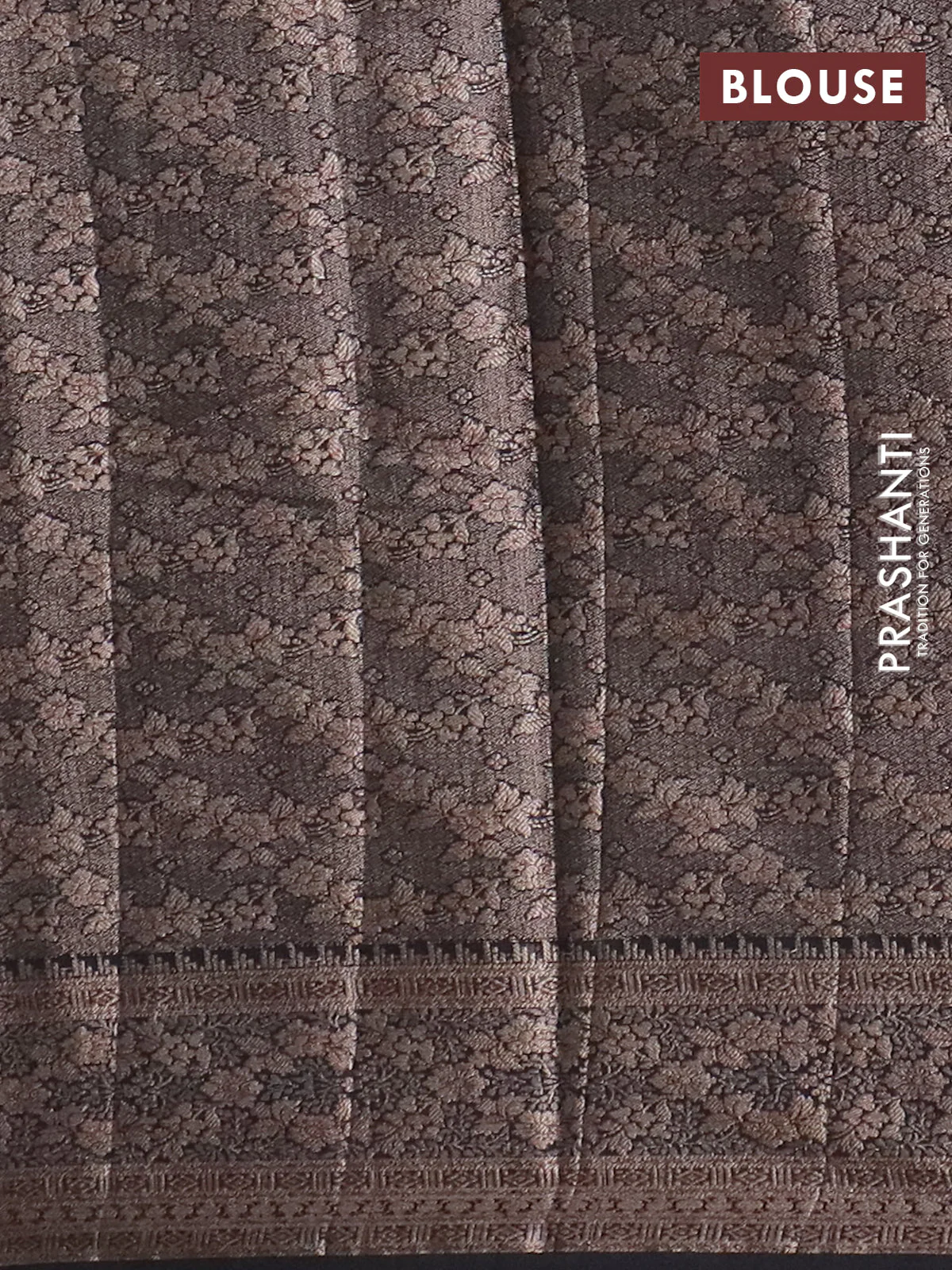 Banarasi semi chiniya saree black with allover thread & zari woven buttas and woven border - Image 4