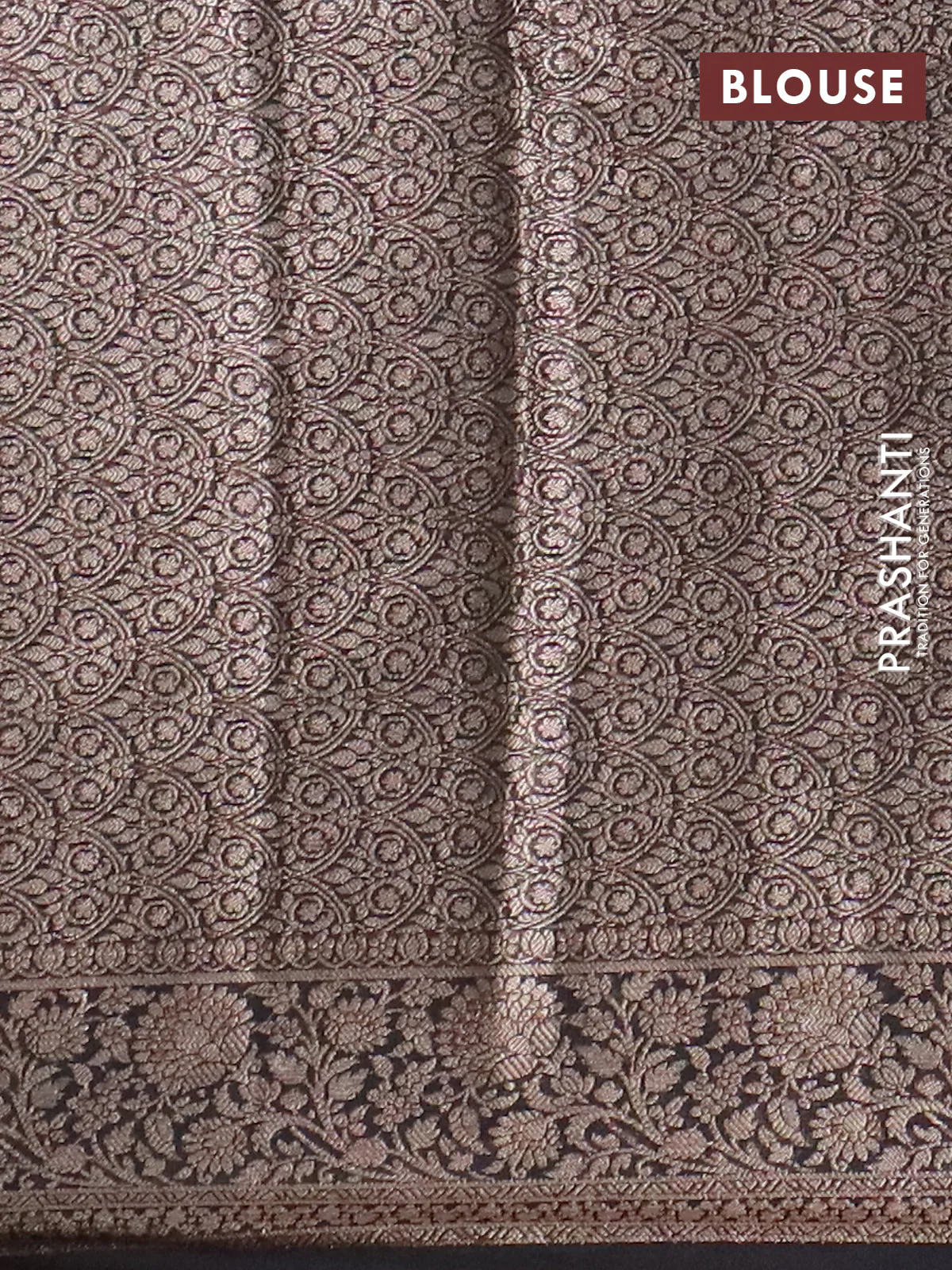 Banarasi semi chiniya saree black with allover thread & zari woven buttas and woven border - Image 4