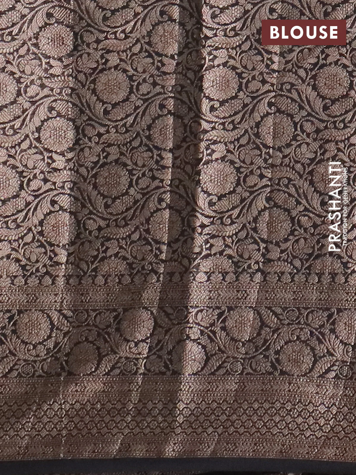 Banarasi semi chiniya saree black with allover thread & zari woven buttas and woven border - Image 4
