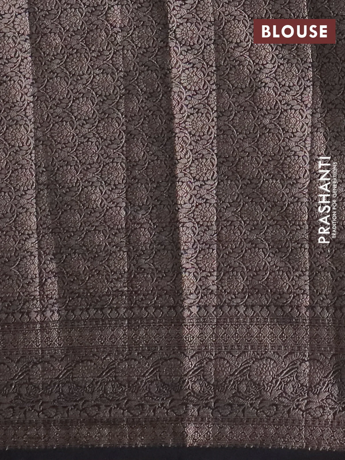 Banarasi semi chiniya saree black with allover thread & zari woven buttas and woven border - Image 4