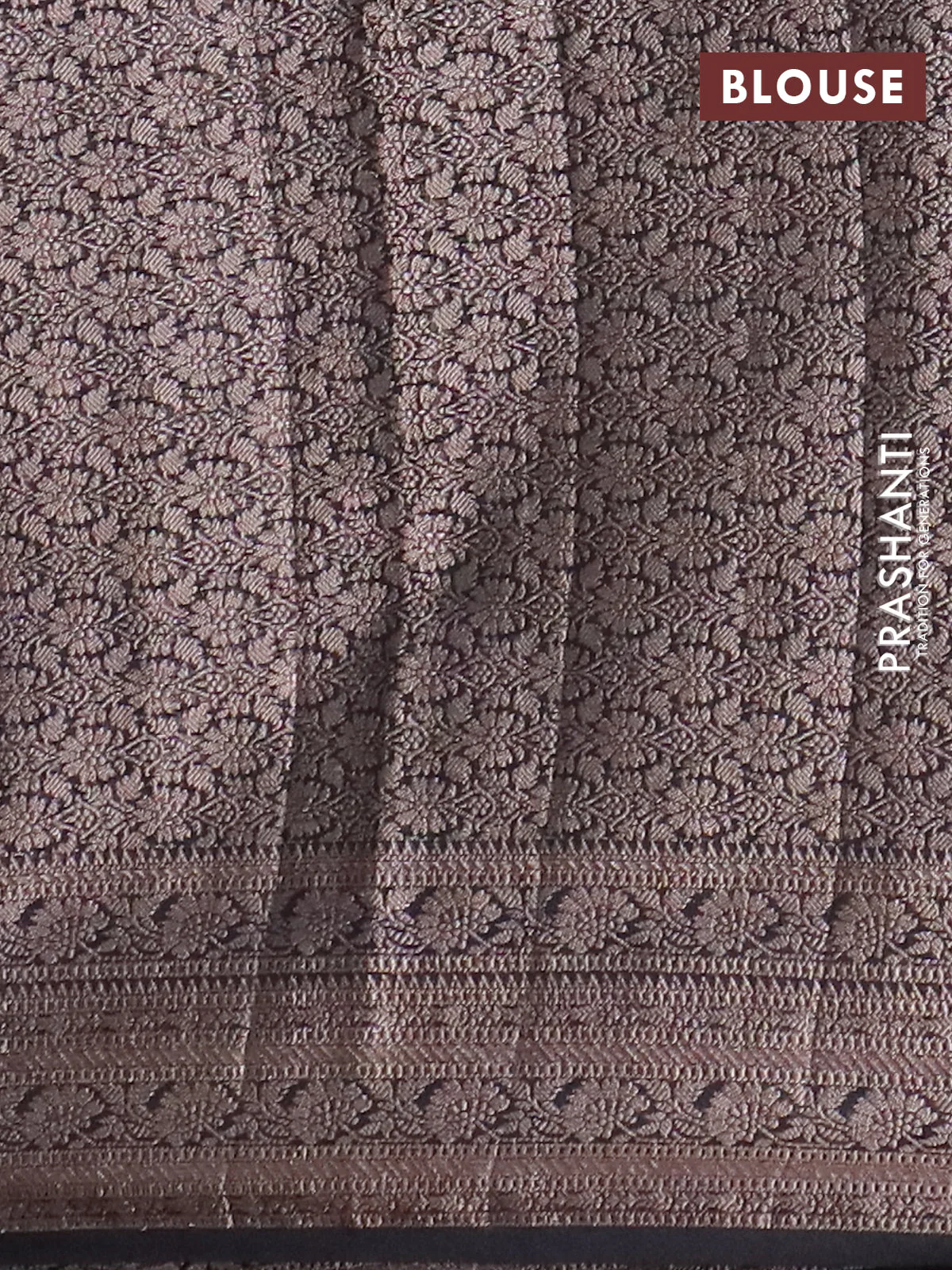 Banarasi semi chiniya saree black with allover thread & zari woven buttas and woven border - Image 4