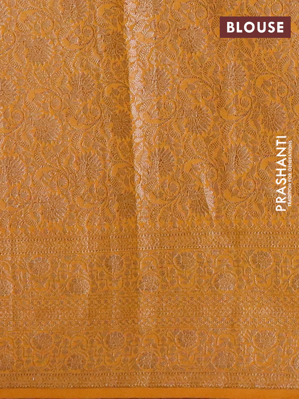 Banarasi semi chiniya saree dark mustard with allover thread & zari woven buttas and woven border - Image 4