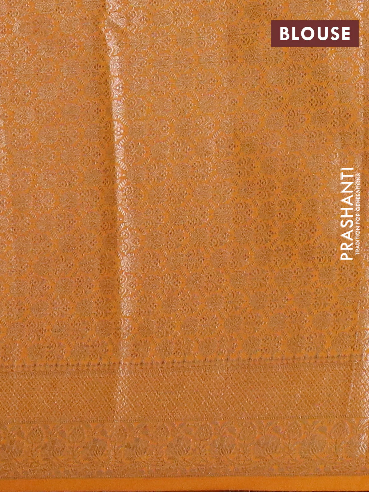 Banarasi semi chiniya saree dark mustard with allover thread & zari woven buttas and woven border - Image 4