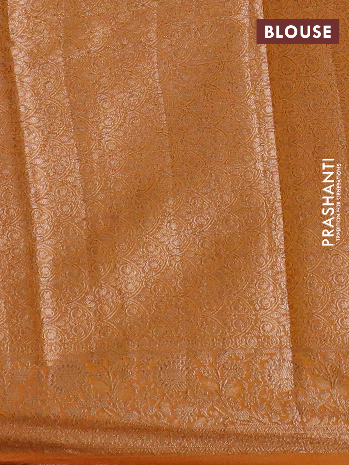 Banarasi semi chiniya saree dark mustard with allover thread & zari woven buttas and woven border - Image 4