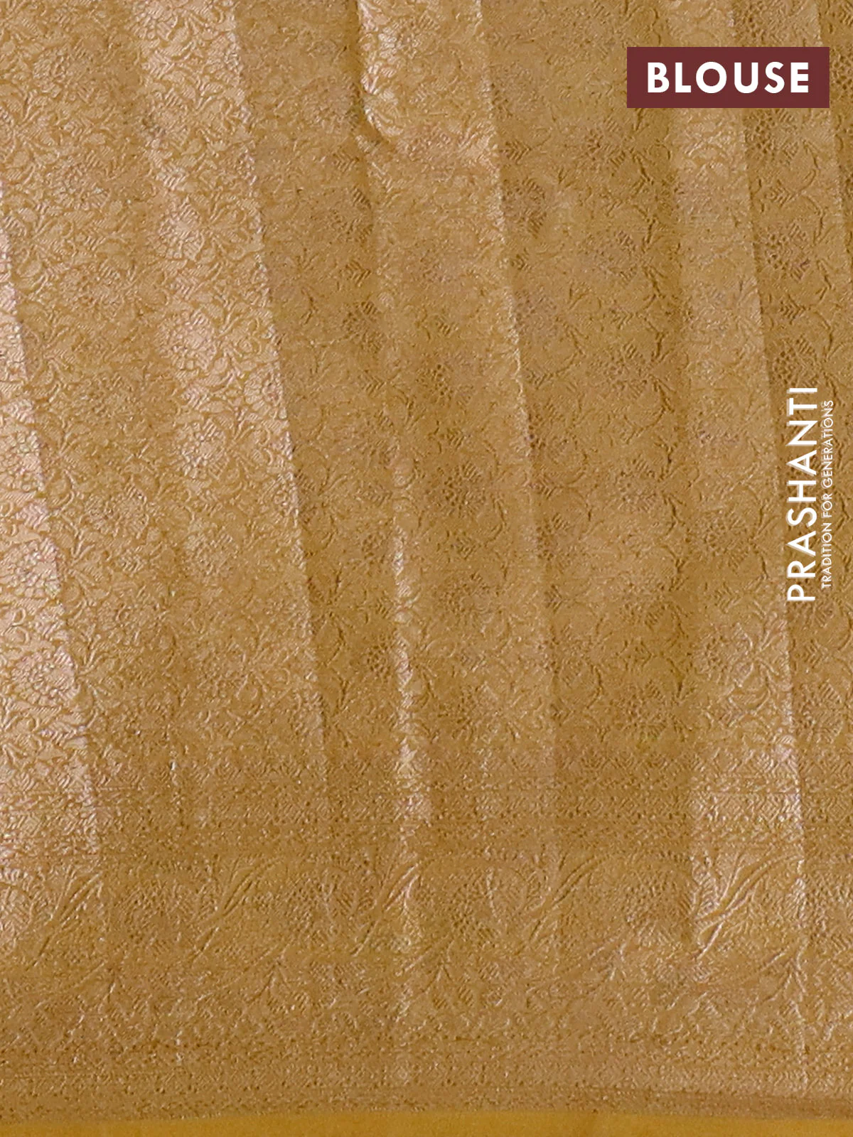 Banarasi semi chiniya saree dark mustard with allover thread & zari woven buttas and woven border - Image 4