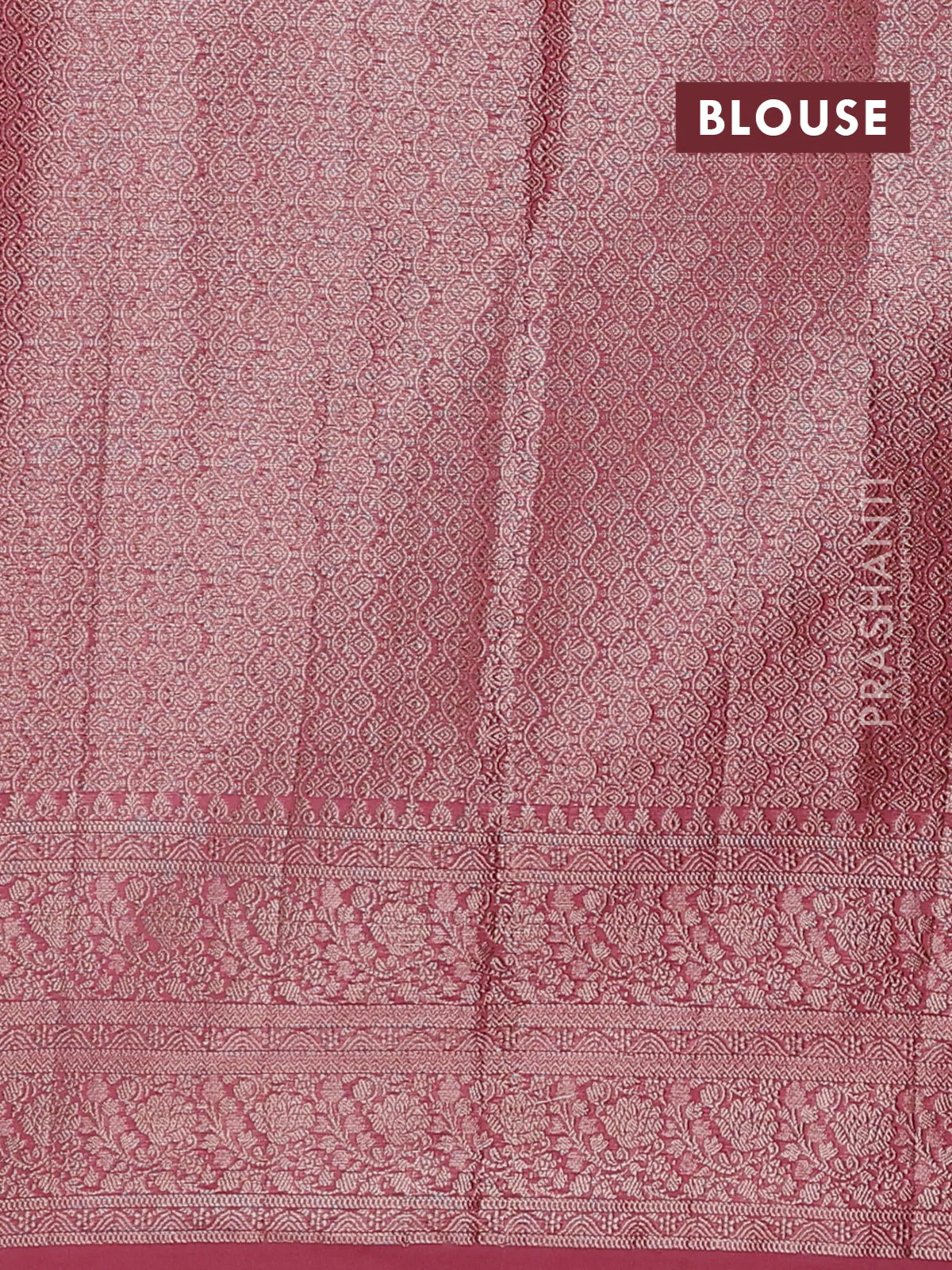 Banarasi semi chiniya saree dark peach with allover thread & zari weaves and woven border - Image 4