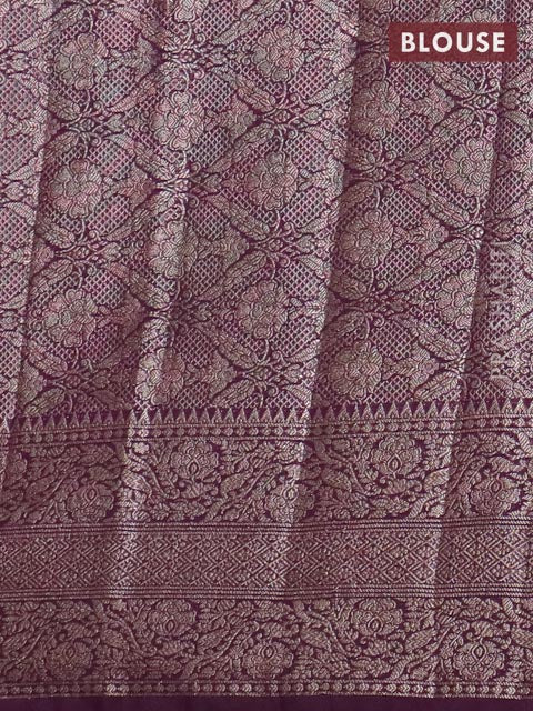 Banarasi semi chiniya saree deep purple with allover thread & zari weaves and woven border - Image 4
