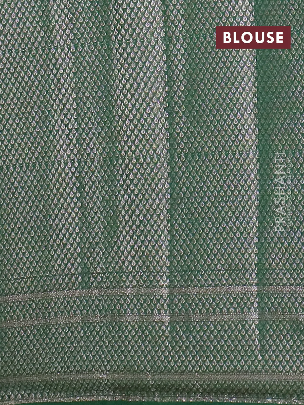 Banarasi semi chiniya saree green with allover thread & zari woven buttas and woven border - Image 4