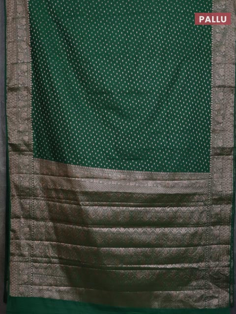 Banarasi semi chiniya saree green with allover thread & zari woven buttas and woven border - Image 3
