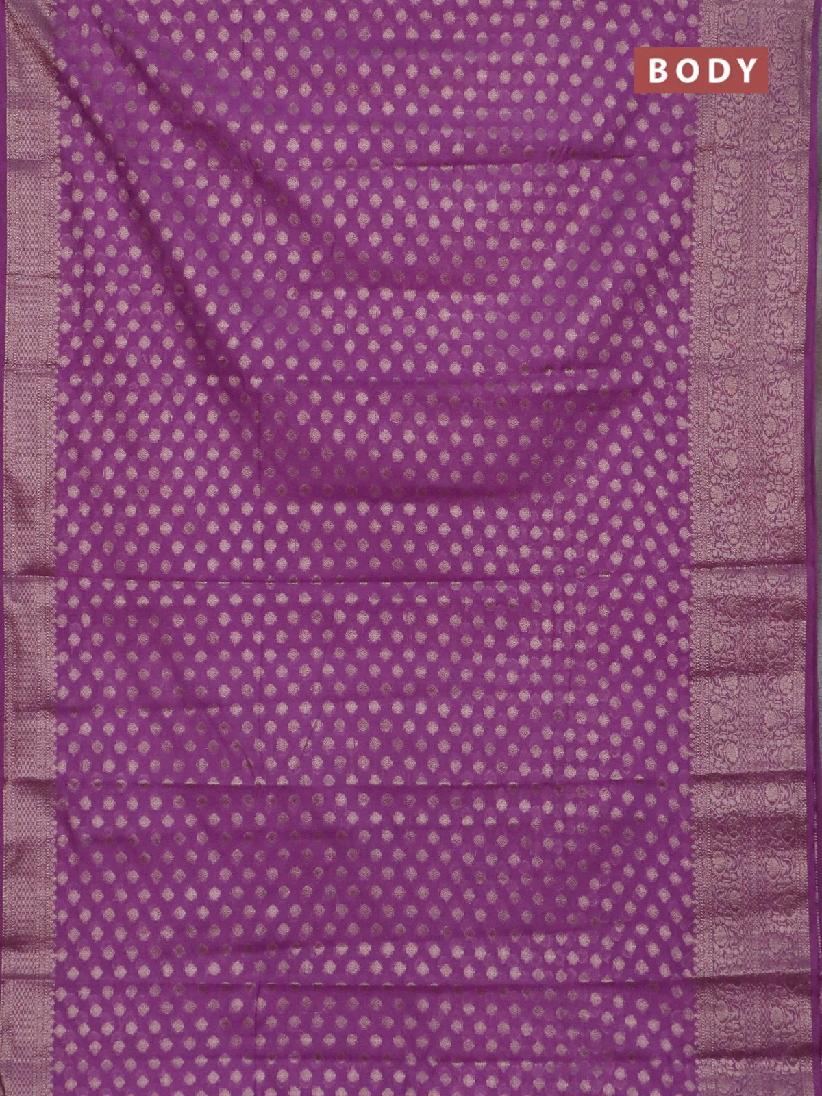 Banarasi semi chiniya saree lavender shade with allover thread & zari woven buttas and woven border - Image 2