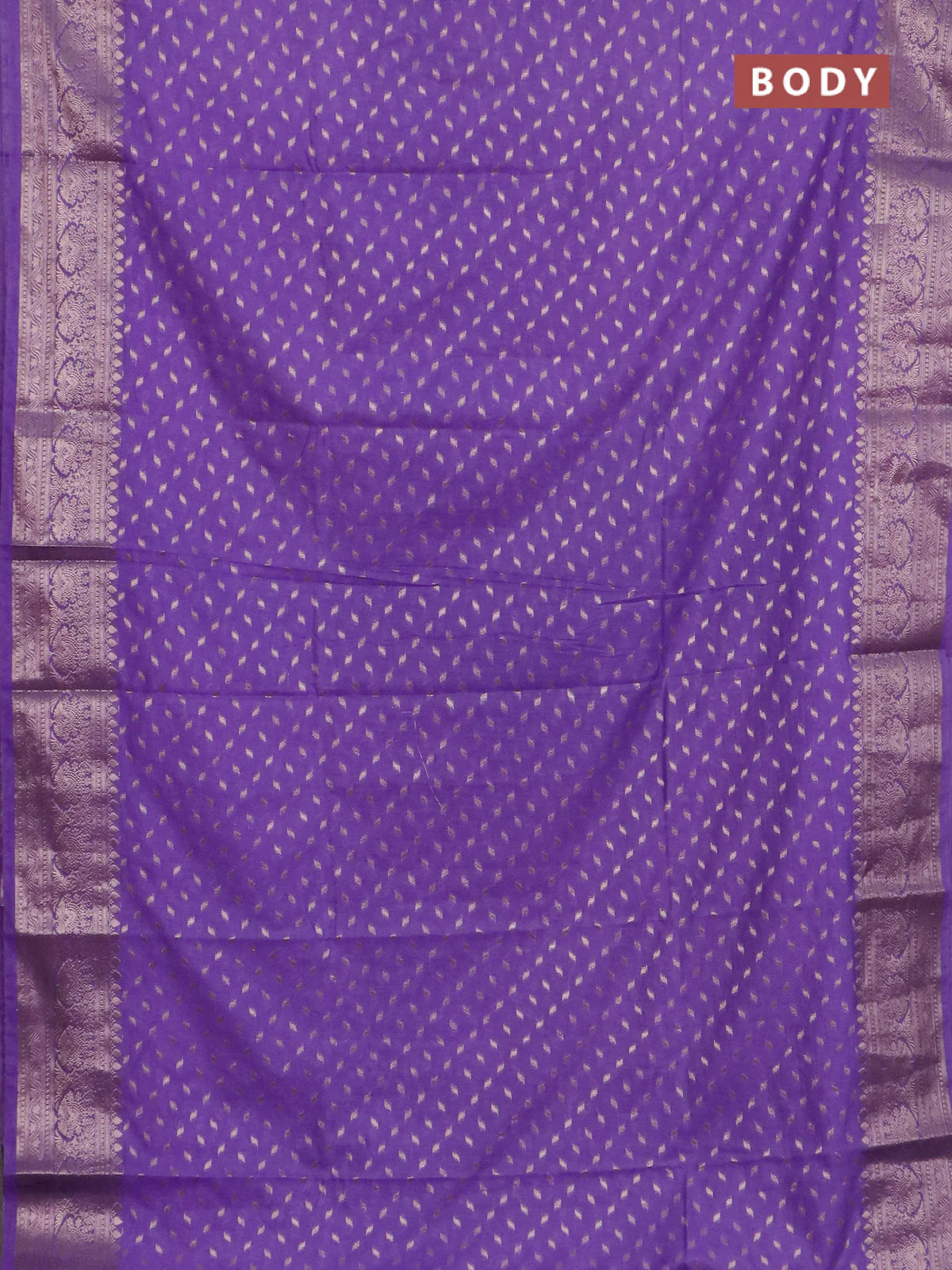Banarasi semi chiniya saree lavender with allover thread & zari woven buttas and woven border - Image 2