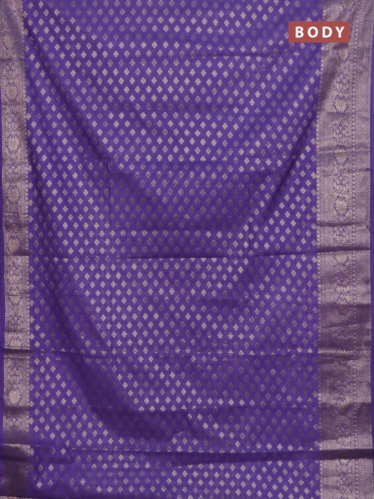 Banarasi semi chiniya saree lavender with allover thread & zari woven buttas and woven border - Image 2