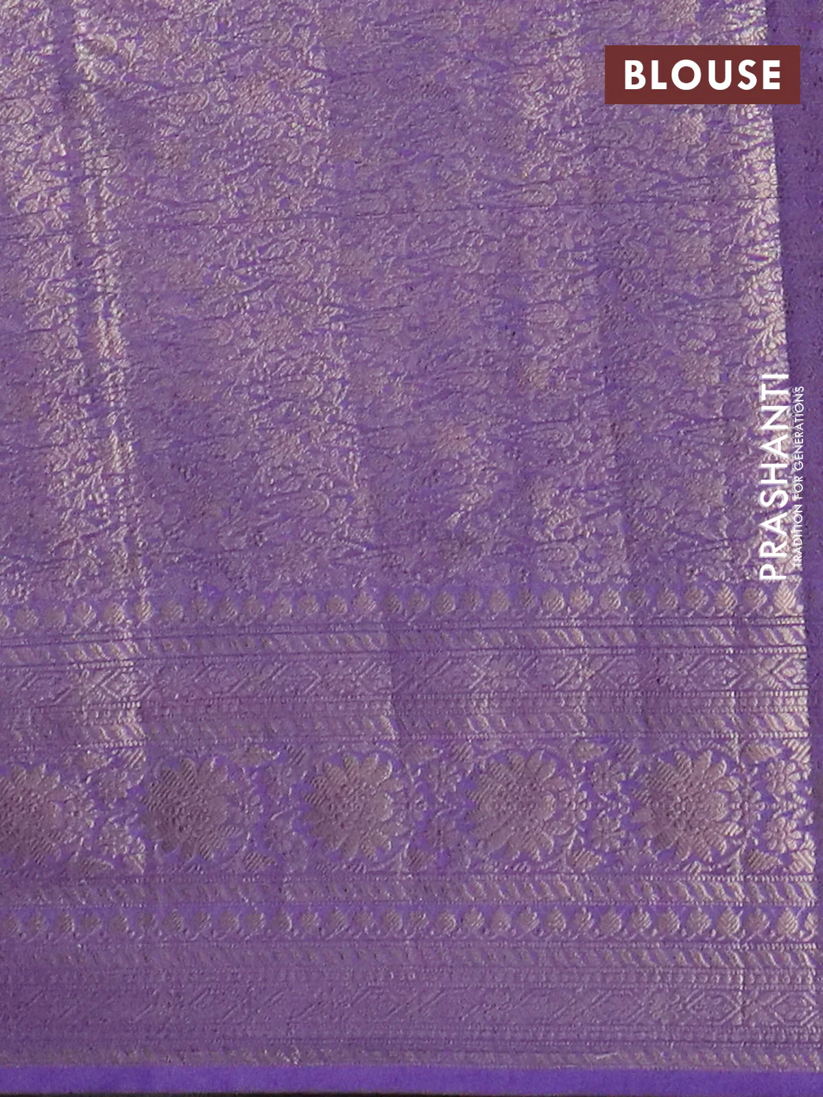 Banarasi semi chiniya saree lavender with allover thread & zari woven buttas and woven border - Image 4