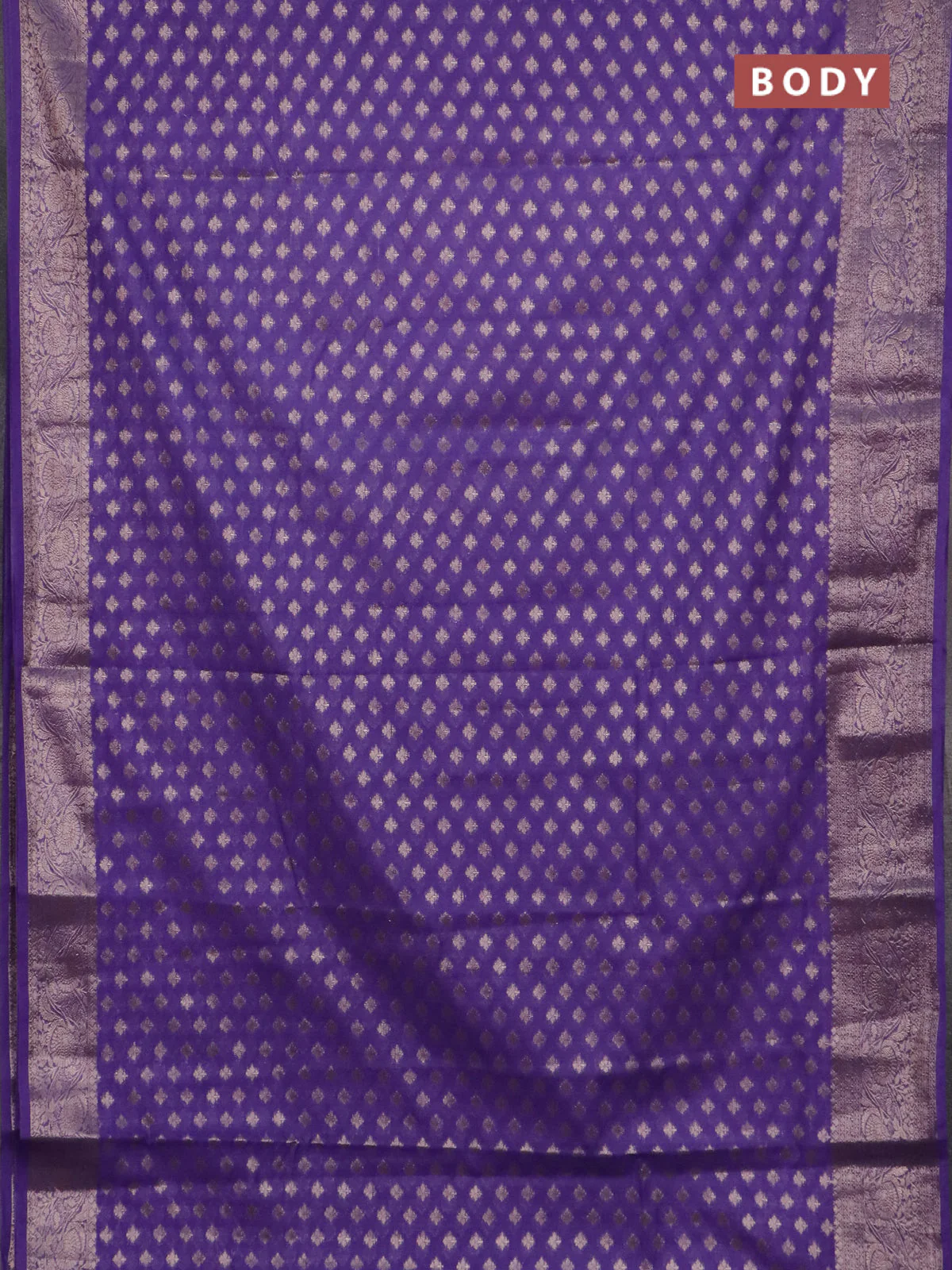 Banarasi semi chiniya saree lavender with allover thread & zari woven buttas and woven border - Image 2