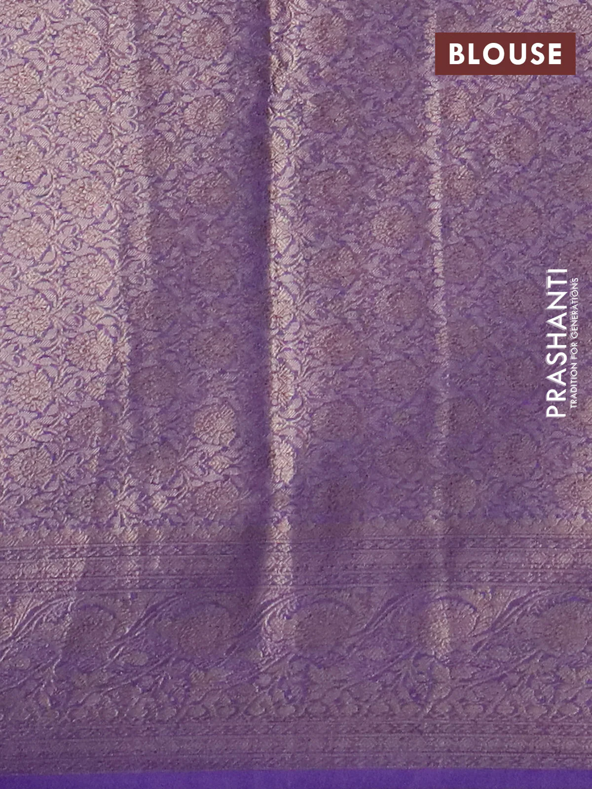 Banarasi semi chiniya saree lavender with allover thread & zari woven buttas and woven border - Image 4