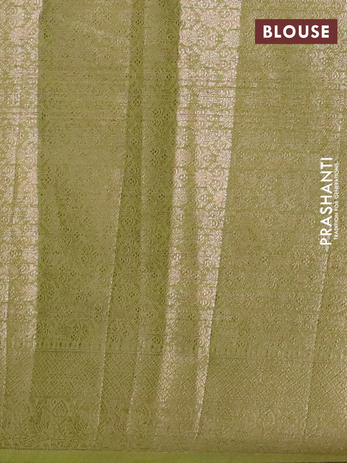 Banarasi semi chiniya saree light green with allover thread & zari woven buttas and woven border - Image 4