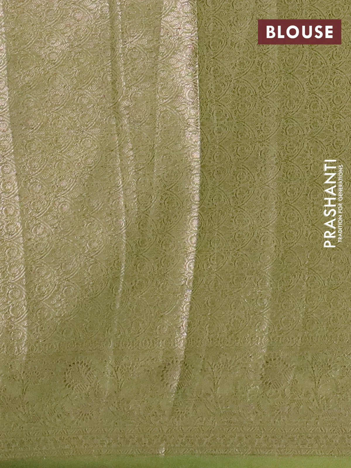 Banarasi semi chiniya saree light green with allover thread & zari woven buttas and woven border - Image 4