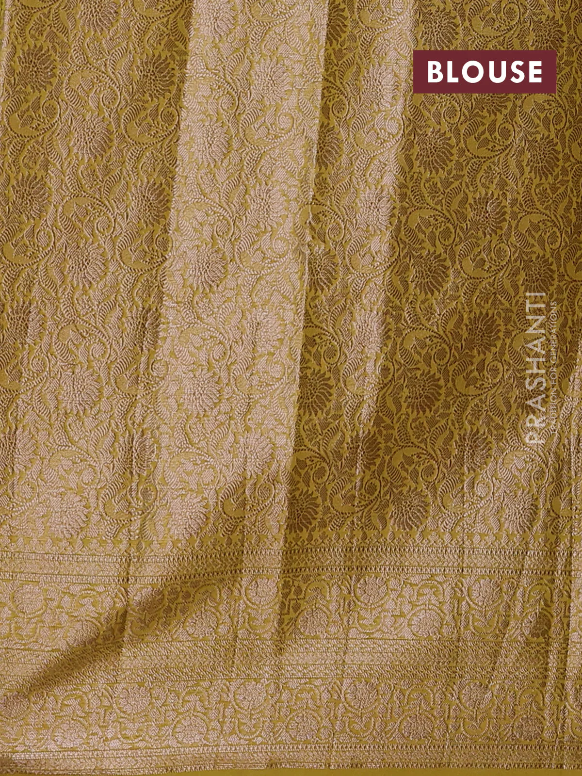 Banarasi semi chiniya saree lime green with allover thread & zari woven buttas and woven border - Image 4
