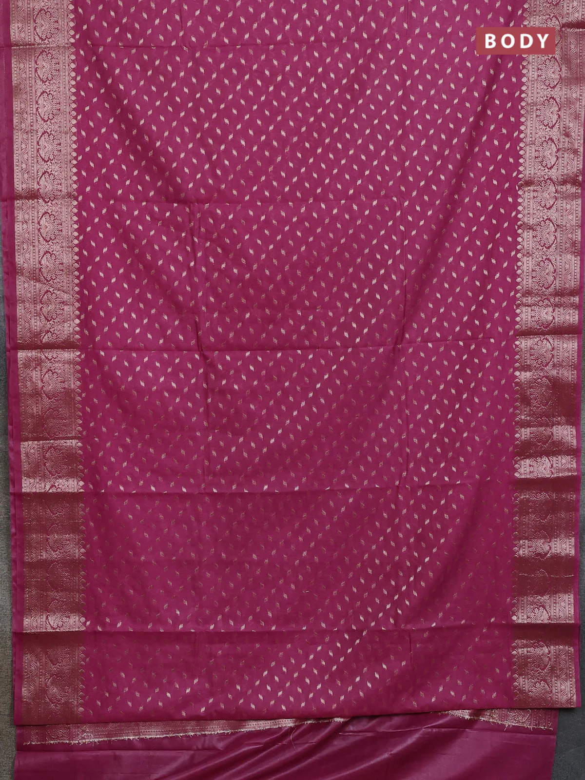 Banarasi semi chiniya saree mauve pink with allover thread & zari woven buttas and woven border - Image 2