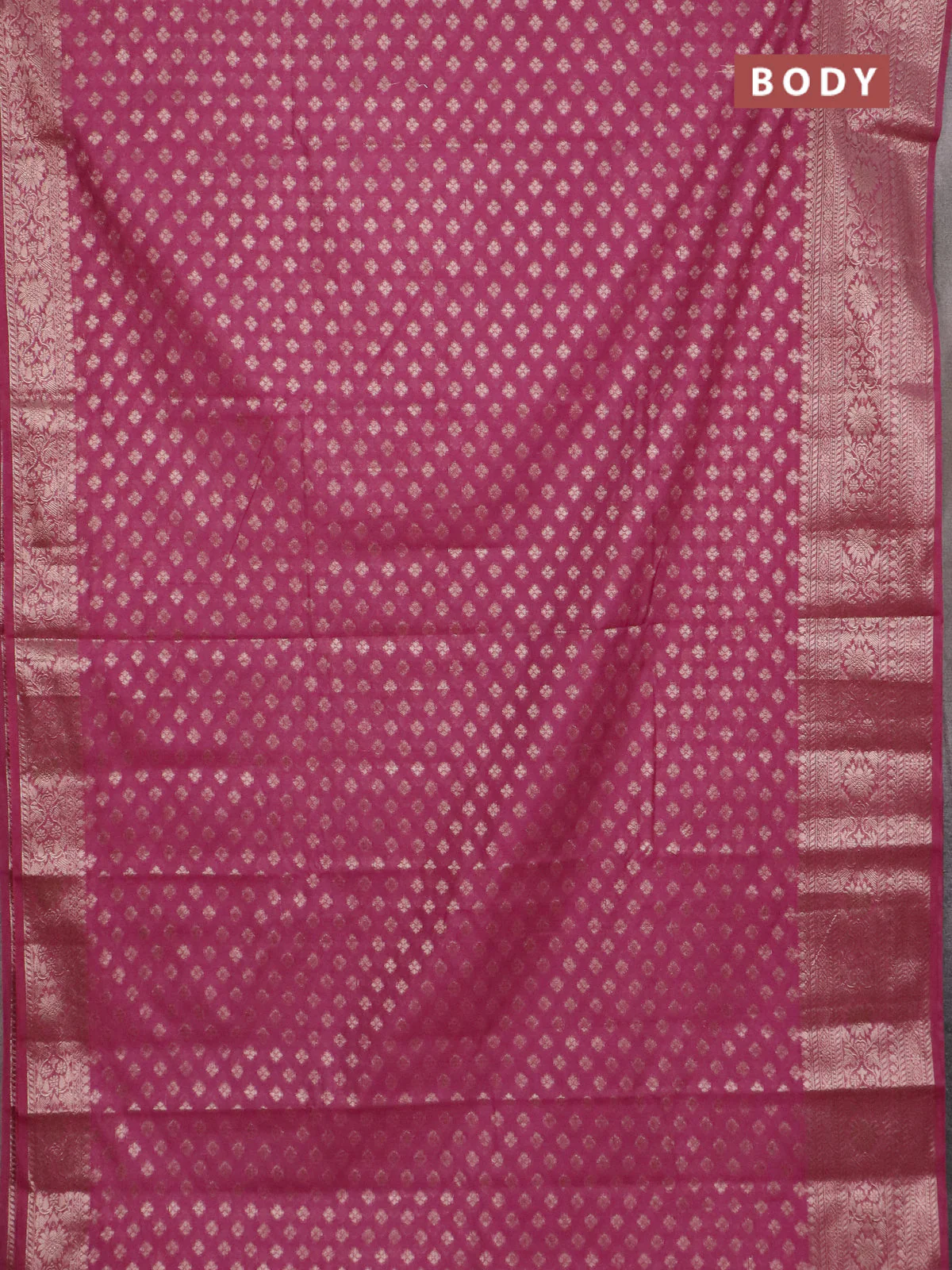 Banarasi semi chiniya saree mauve pink with allover thread & zari woven buttas and woven border - Image 2