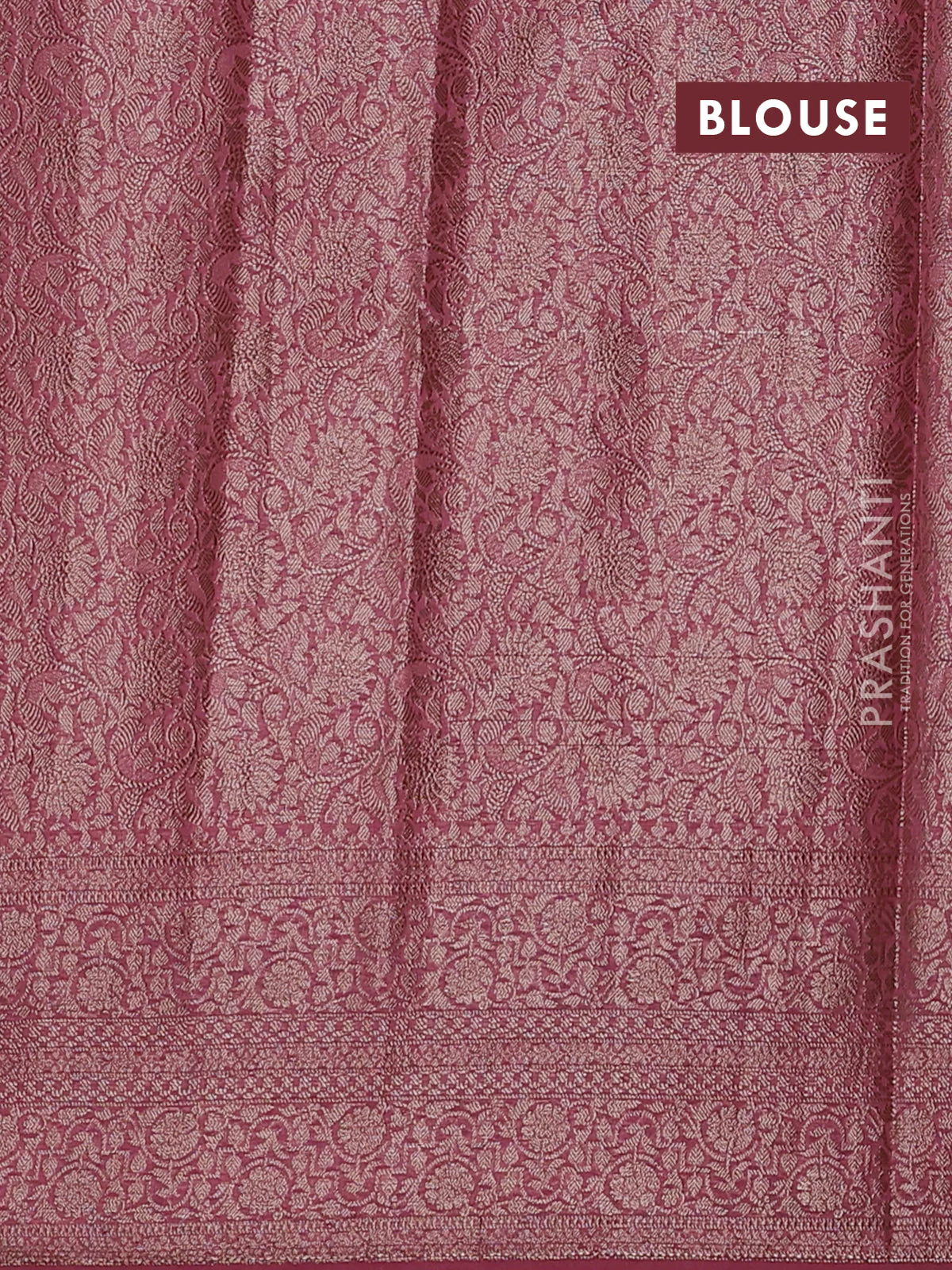 Banarasi semi chiniya saree mauve pink with allover thread & zari woven buttas and woven border - Image 4
