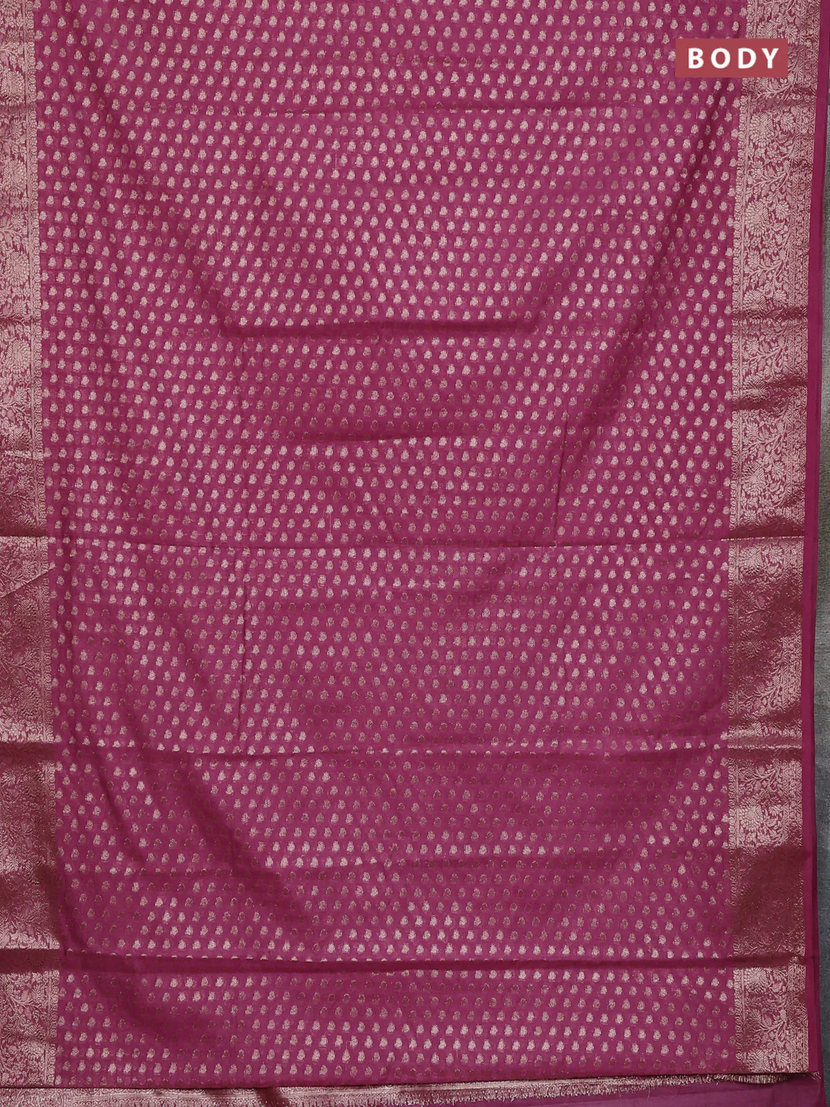 Banarasi semi chiniya saree mauve pink with allover thread & zari woven buttas and woven border - Image 2