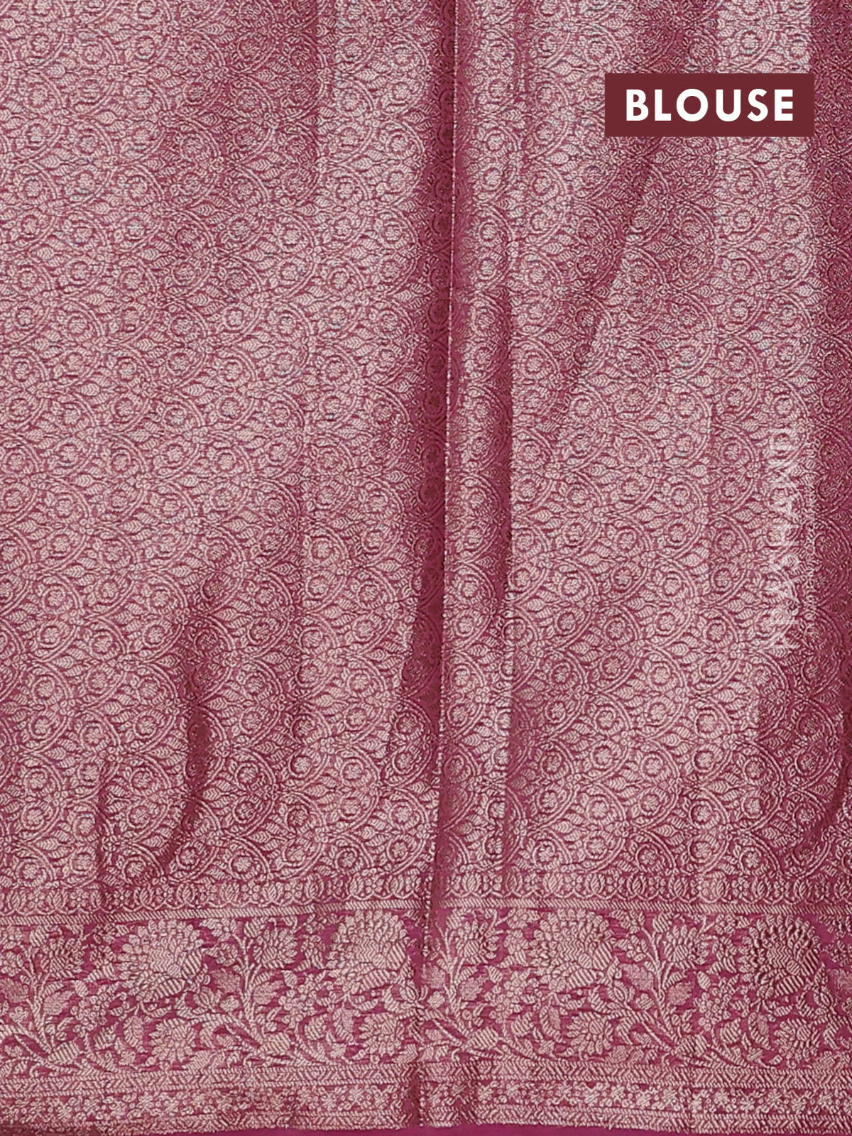Banarasi semi chiniya saree mauve pink with allover thread & zari woven buttas and woven border - Image 4