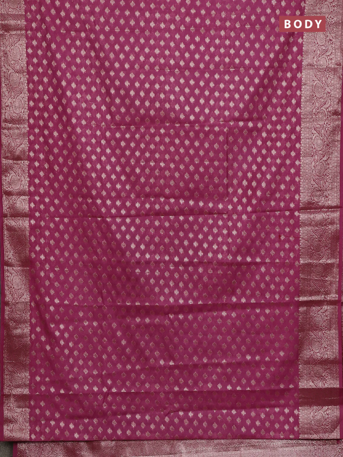 Banarasi semi chiniya saree mauve pink with allover thread & zari woven buttas and woven border - Image 2