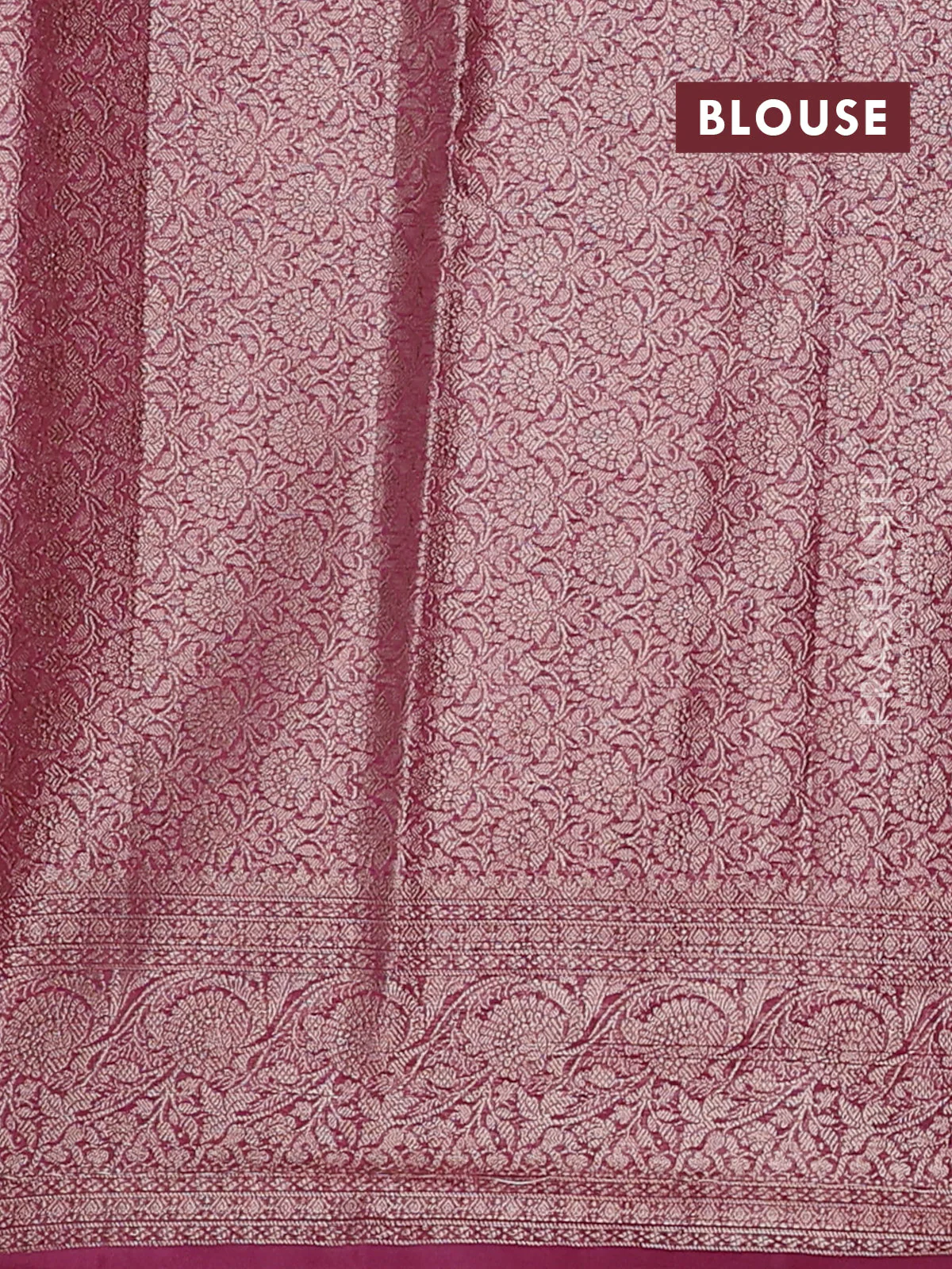 Banarasi semi chiniya saree mauve pink with allover thread & zari woven buttas and woven border - Image 4