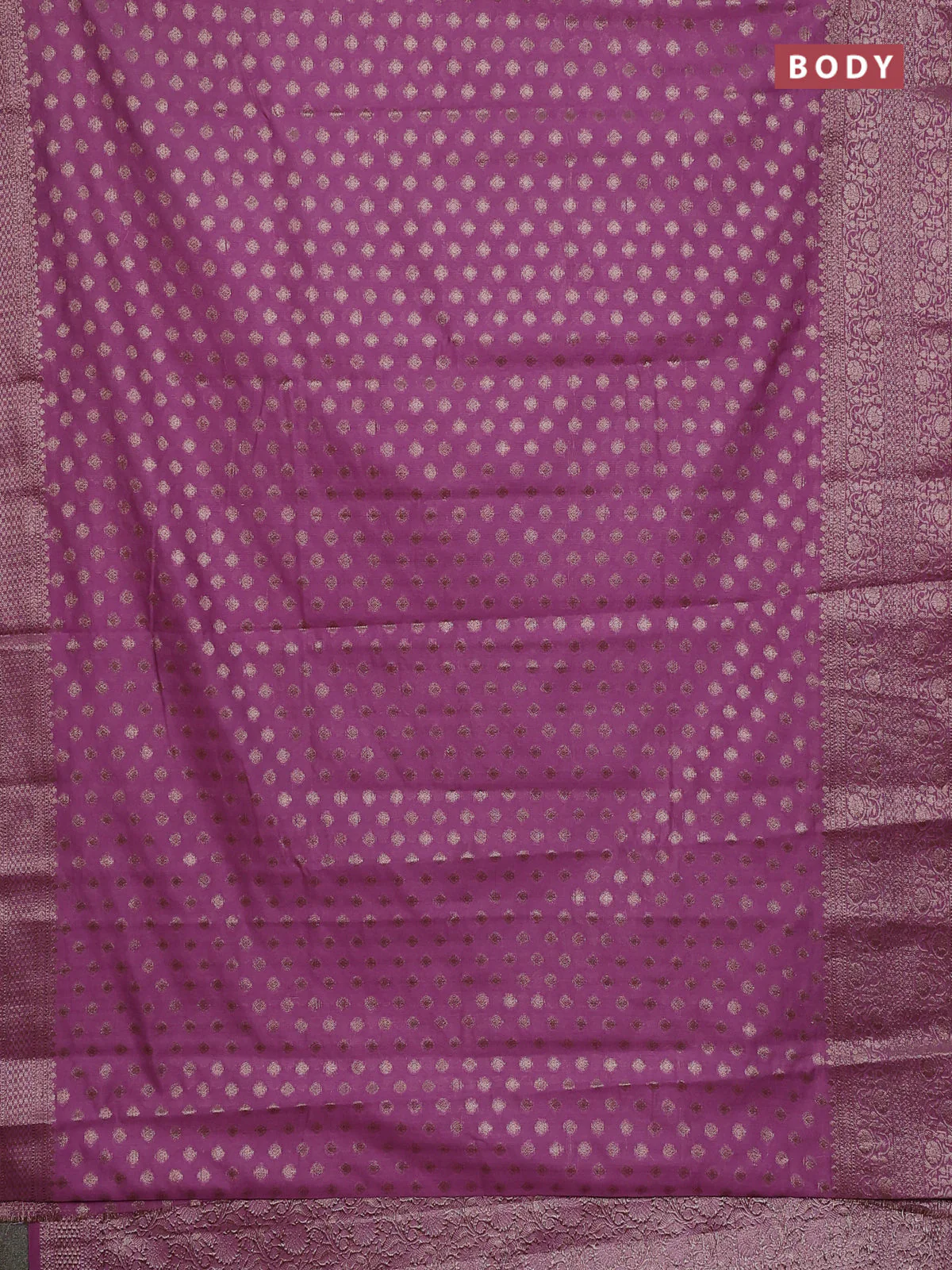 Banarasi semi chiniya saree mild purple with allover thread & zari woven buttas and woven border - Image 2