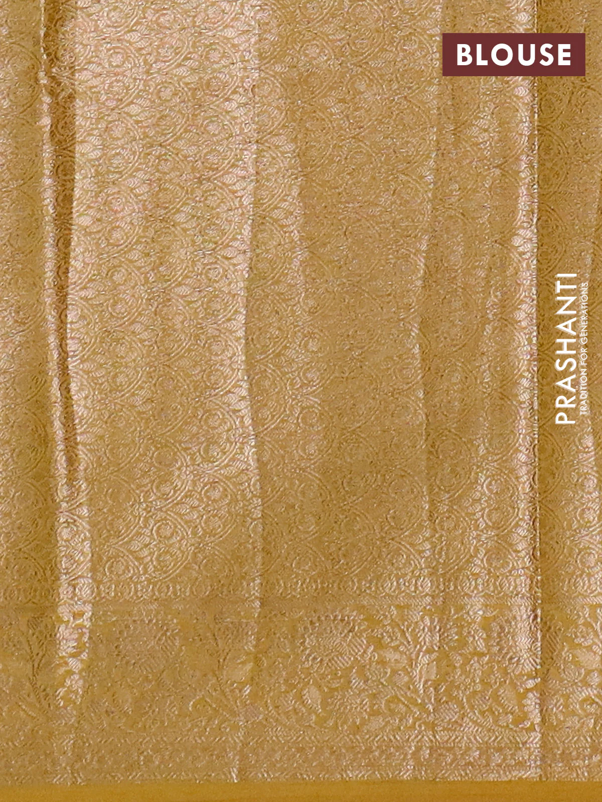 Banarasi semi chiniya saree mustard green with allover thread & zari woven buttas and woven border - Image 4