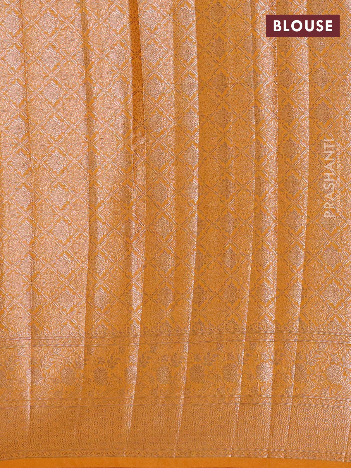 Banarasi semi chiniya saree mustard yellow with allover thread & zari weaves and woven border - Image 4