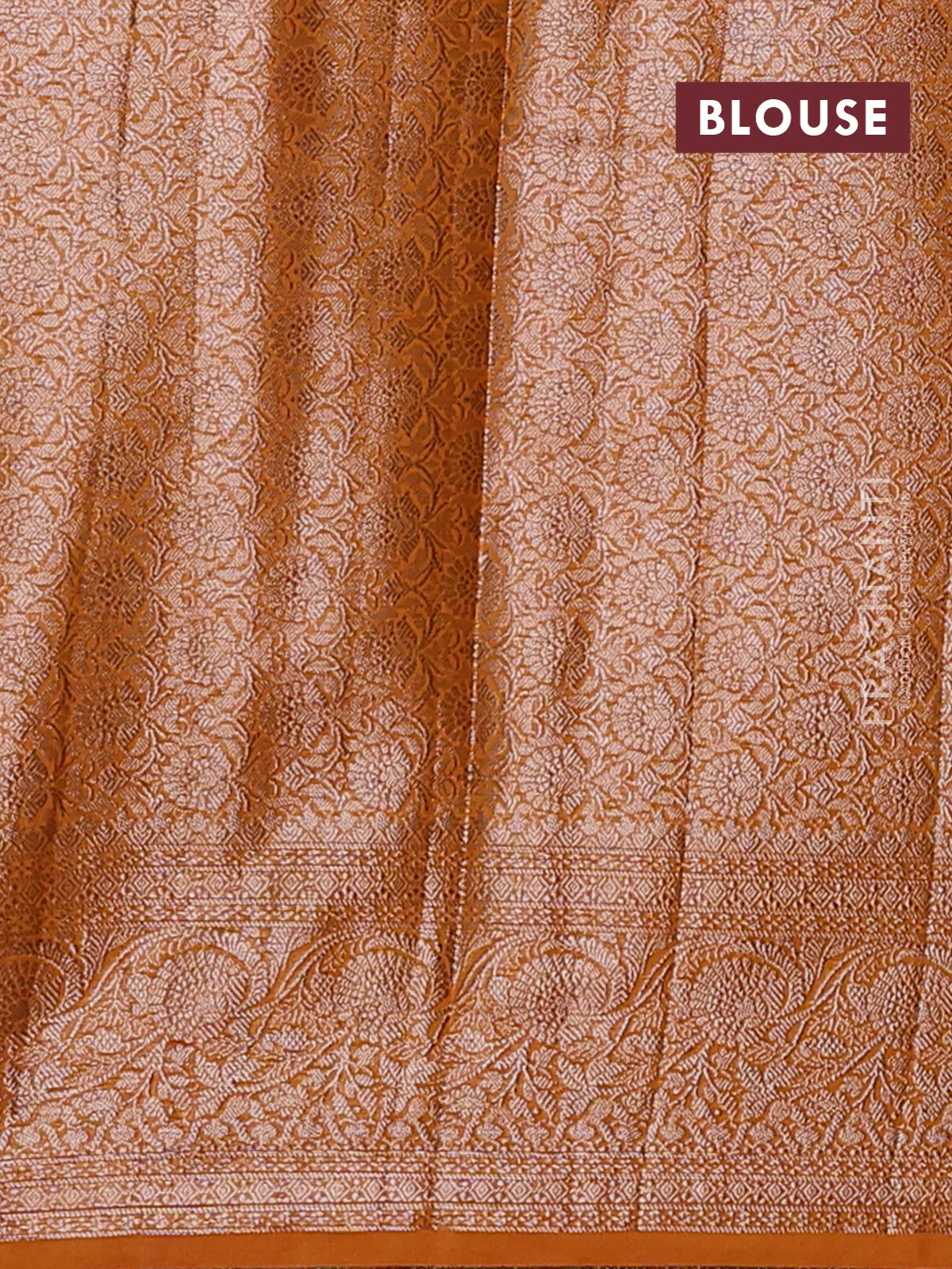 Banarasi semi chiniya saree mustard yellow with allover thread & zari woven buttas and woven border - Image 4