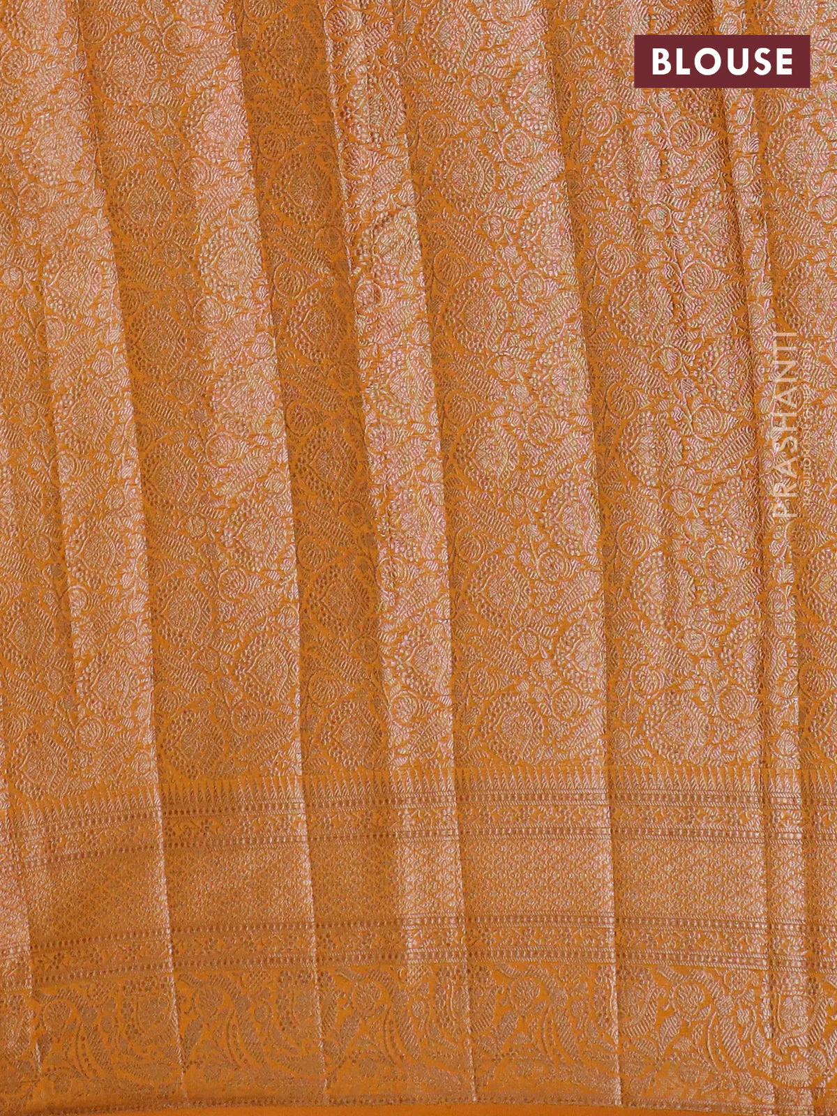 Banarasi semi chiniya saree mustard yellow with allover thread & zari woven buttas and woven border - Image 4