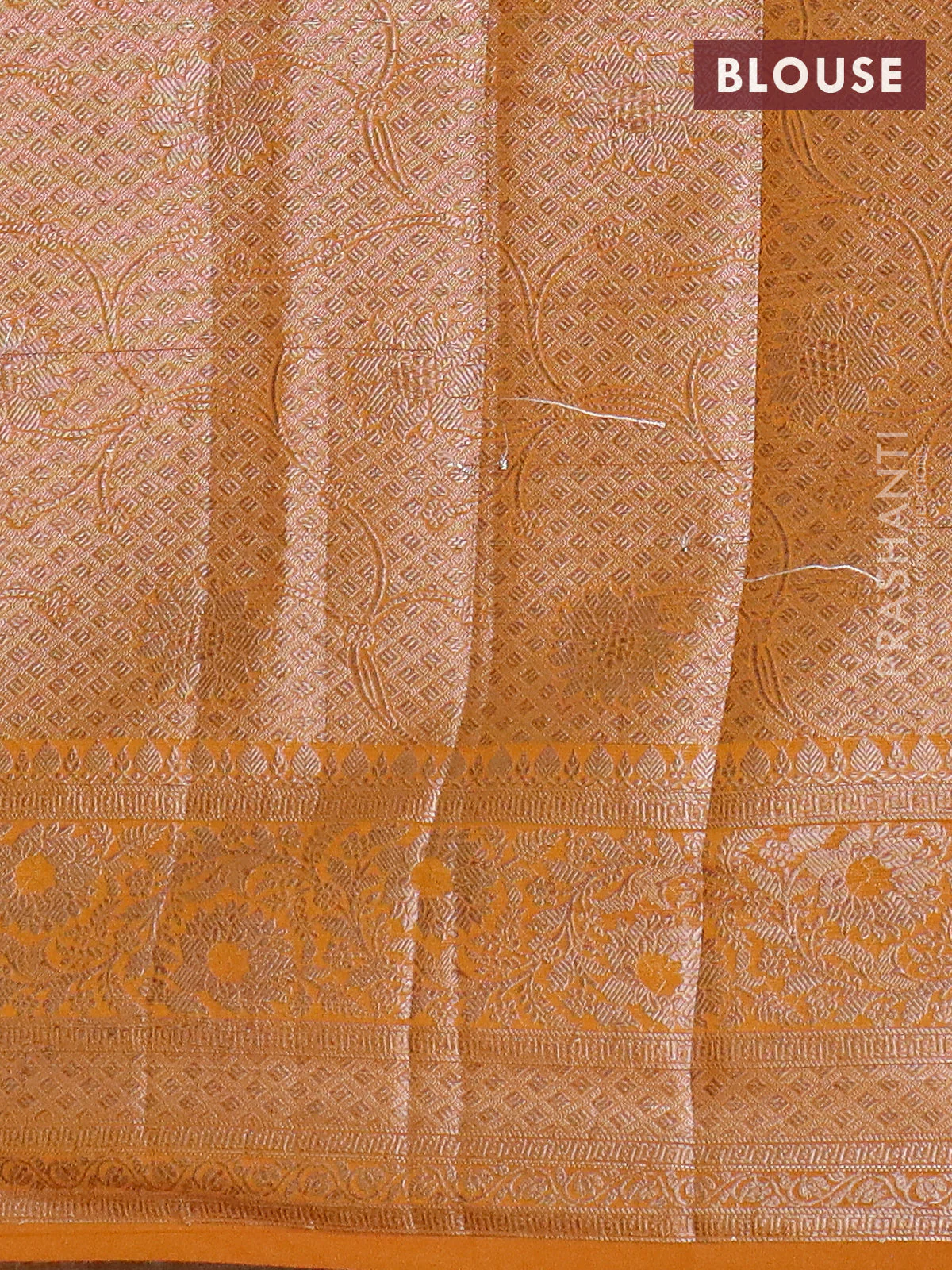 Banarasi semi chiniya saree mustard yellow with allover thread & zari woven buttas and woven border - Image 4