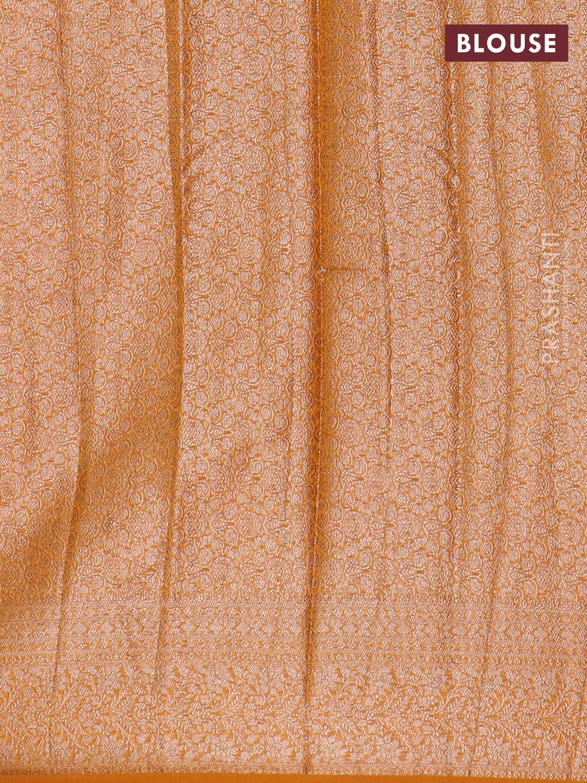 Banarasi semi chiniya saree mustard yellow with allover thread & zari woven buttas and woven border - Image 4