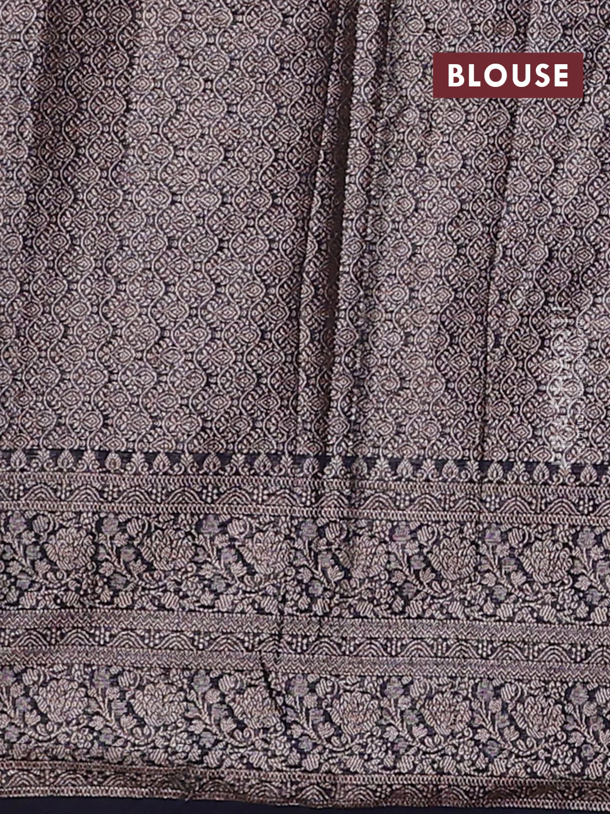 Banarasi semi chiniya saree navy blue with allover thread & zari weaves and woven border - Image 4