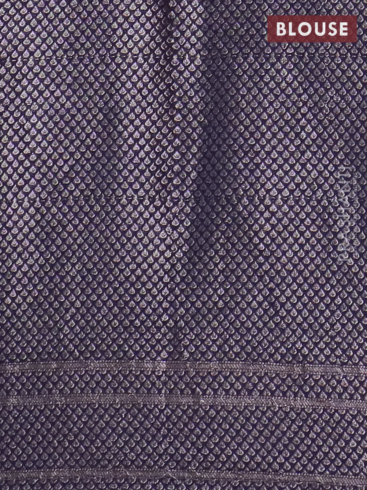Banarasi semi chiniya saree navy blue with allover thread & zari woven buttas and woven border - Image 4