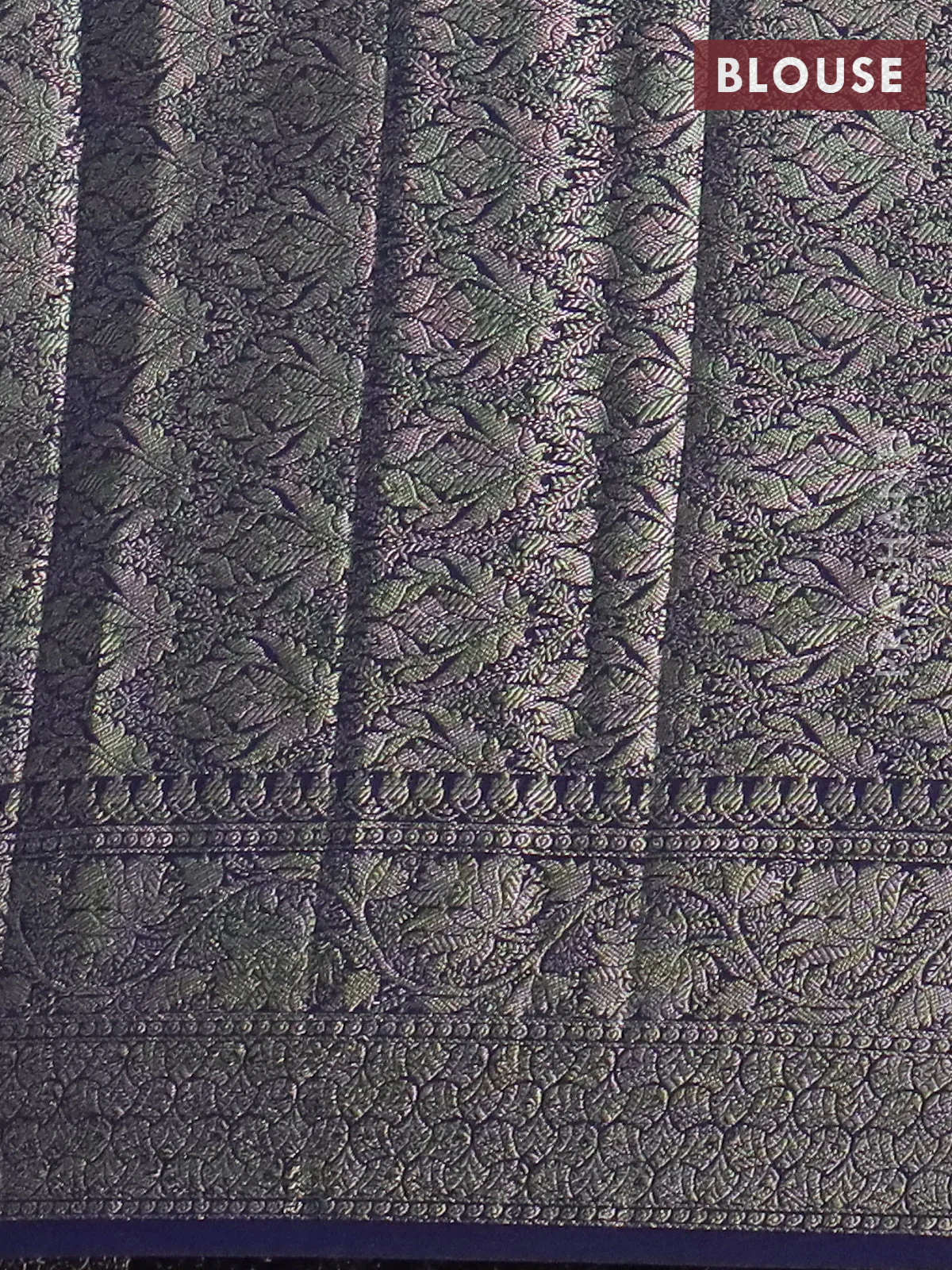 Banarasi semi chiniya saree navy blue with allover thread & zari woven buttas and woven border - Image 4