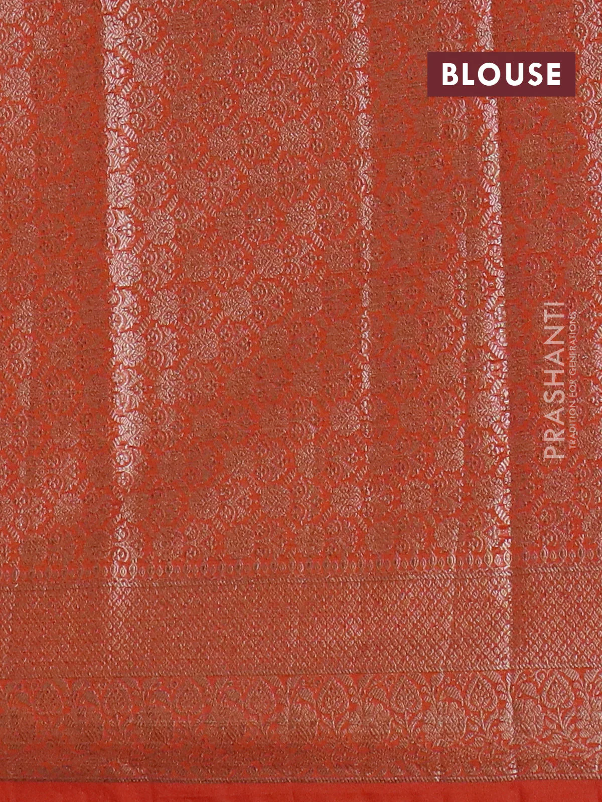 Banarasi semi chiniya saree orange with allover thread & zari weaves and woven border - Image 4