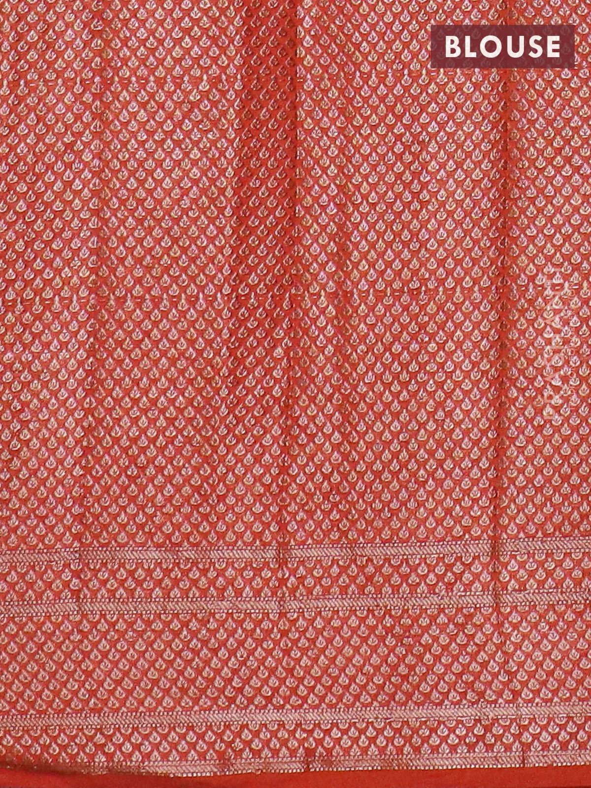 Banarasi semi chiniya saree orange with allover thread & zari woven buttas and woven border - Image 4