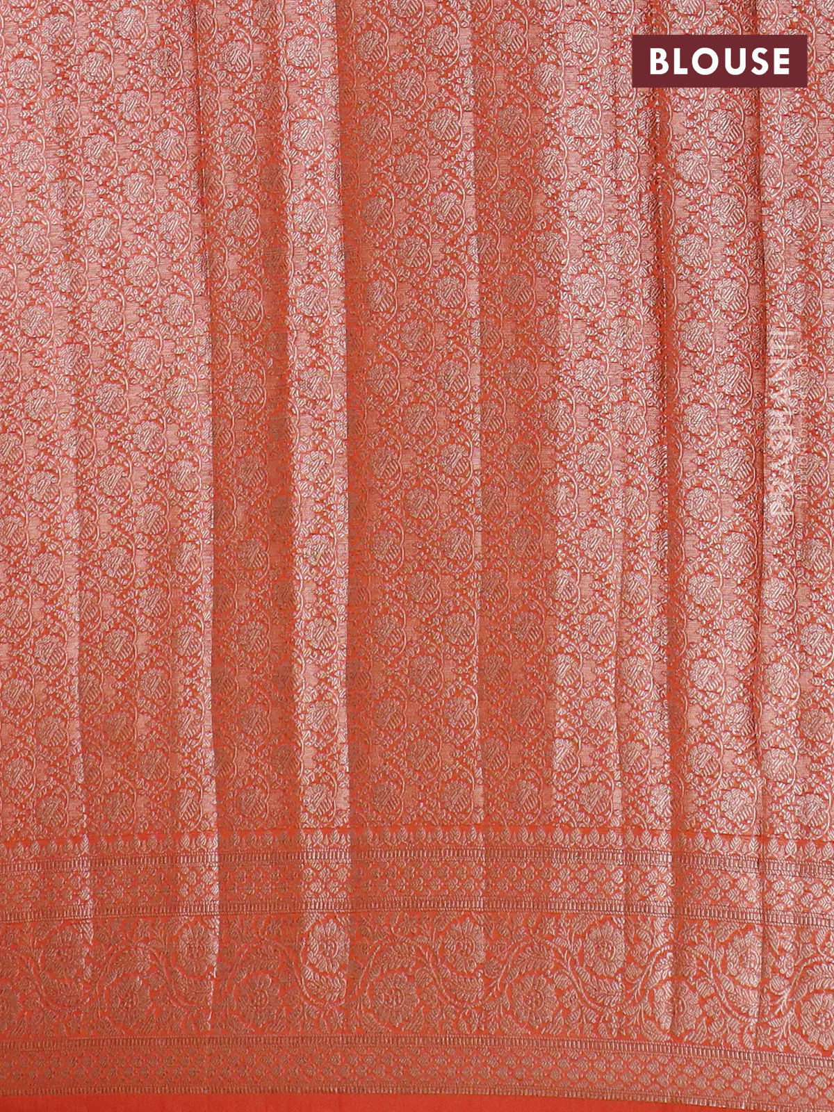 Banarasi semi chiniya saree orange with allover thread & zari woven paisley buttas and woven border - Image 4