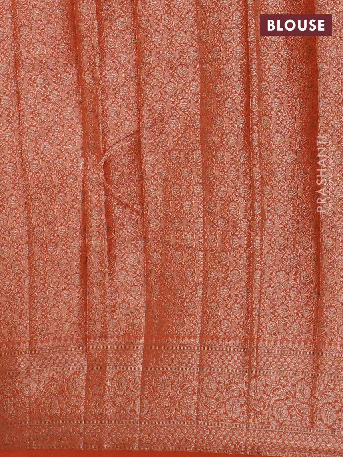 Banarasi semi chiniya saree orange with allover thread & zari woven paisley buttas and woven border - Image 4