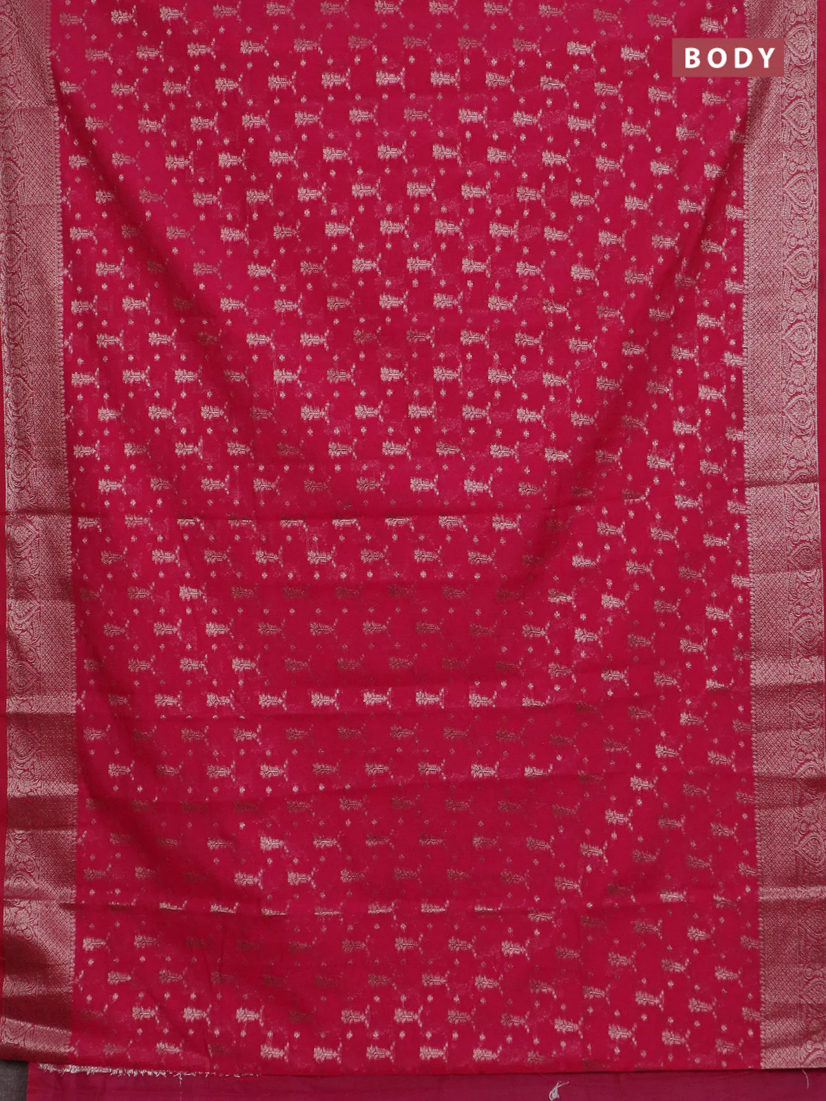 Banarasi semi chiniya saree pink with allover thread & zari weaves and woven border - Image 2