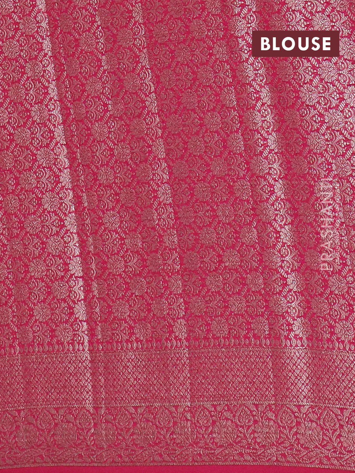Banarasi semi chiniya saree pink with allover thread & zari weaves and woven border - Image 4