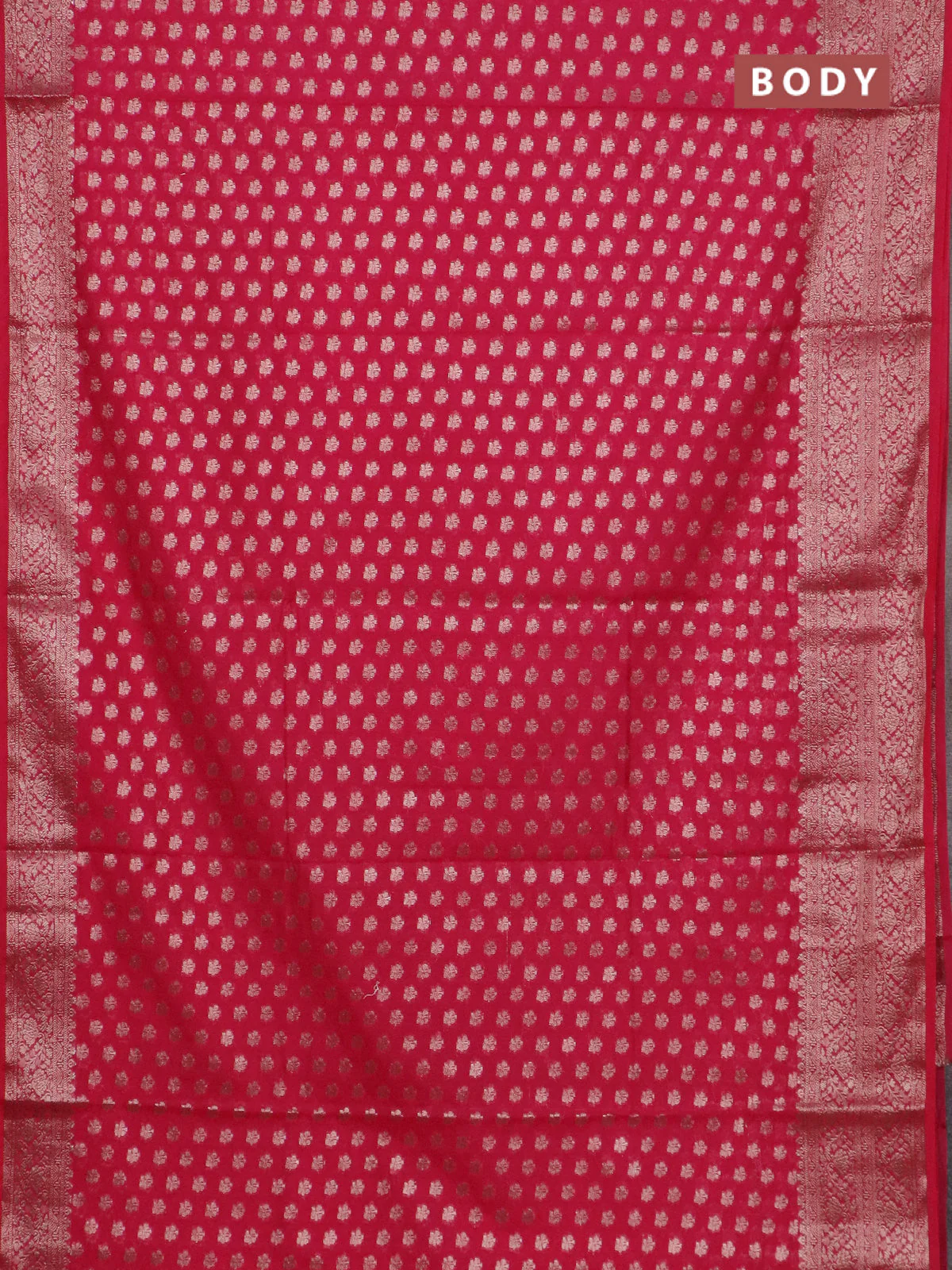 Banarasi semi chiniya saree pink with allover thread & zari weaves and woven border - Image 2
