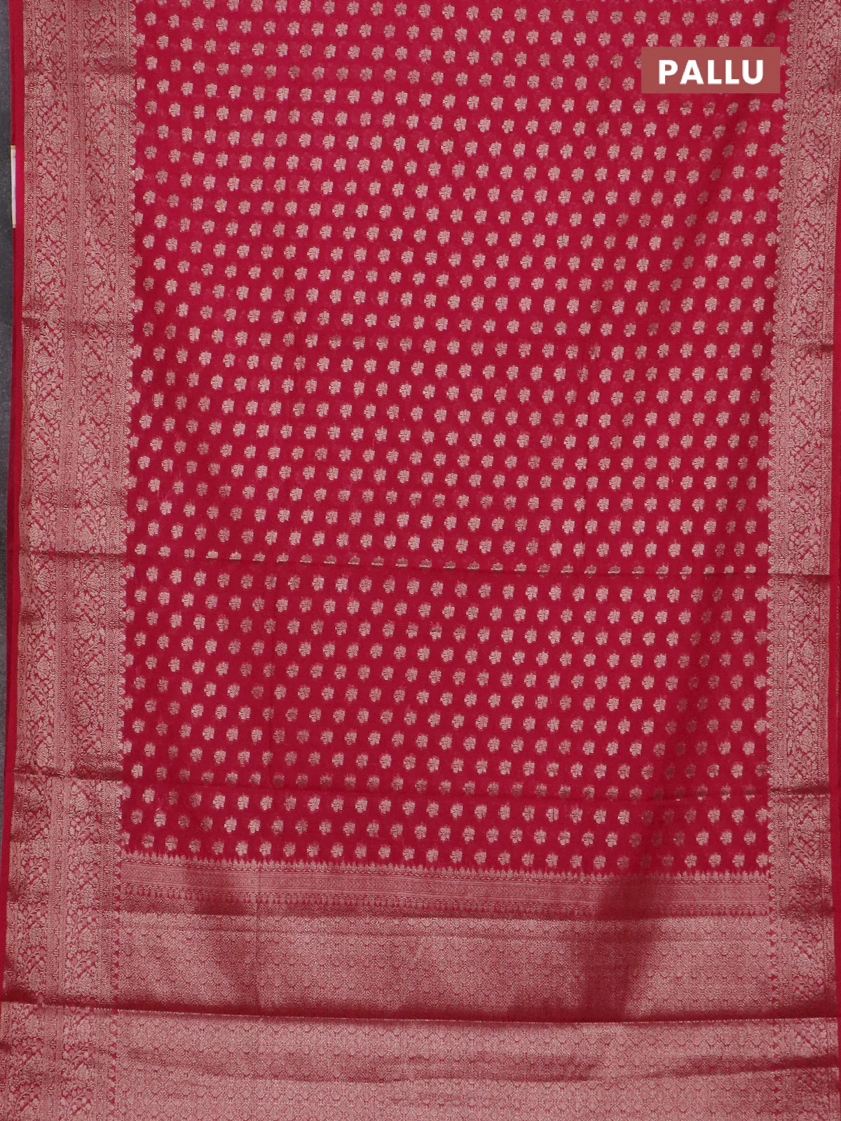 Banarasi semi chiniya saree pink with allover thread & zari weaves and woven border - Image 3