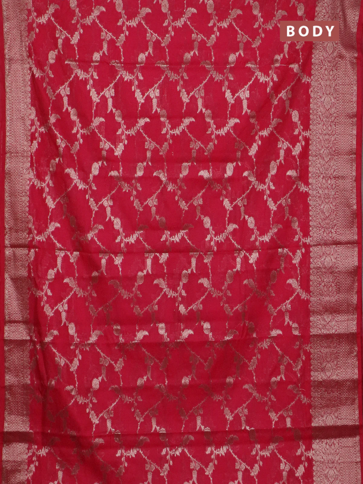 Banarasi semi chiniya saree pink with allover thread & zari weaves and woven border - Image 2
